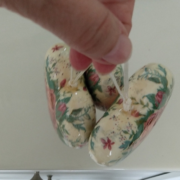 Vintage Bundle of 3 Floral Heart Ornaments Set Cream and Pink GORGEOUS - Picture 10 of 13